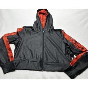 Cleveland Browns Cropped Hoodie Zipper Women's Large Charcoal NWT NFL Speckled